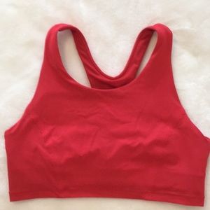 Lululemon red sports bra.
